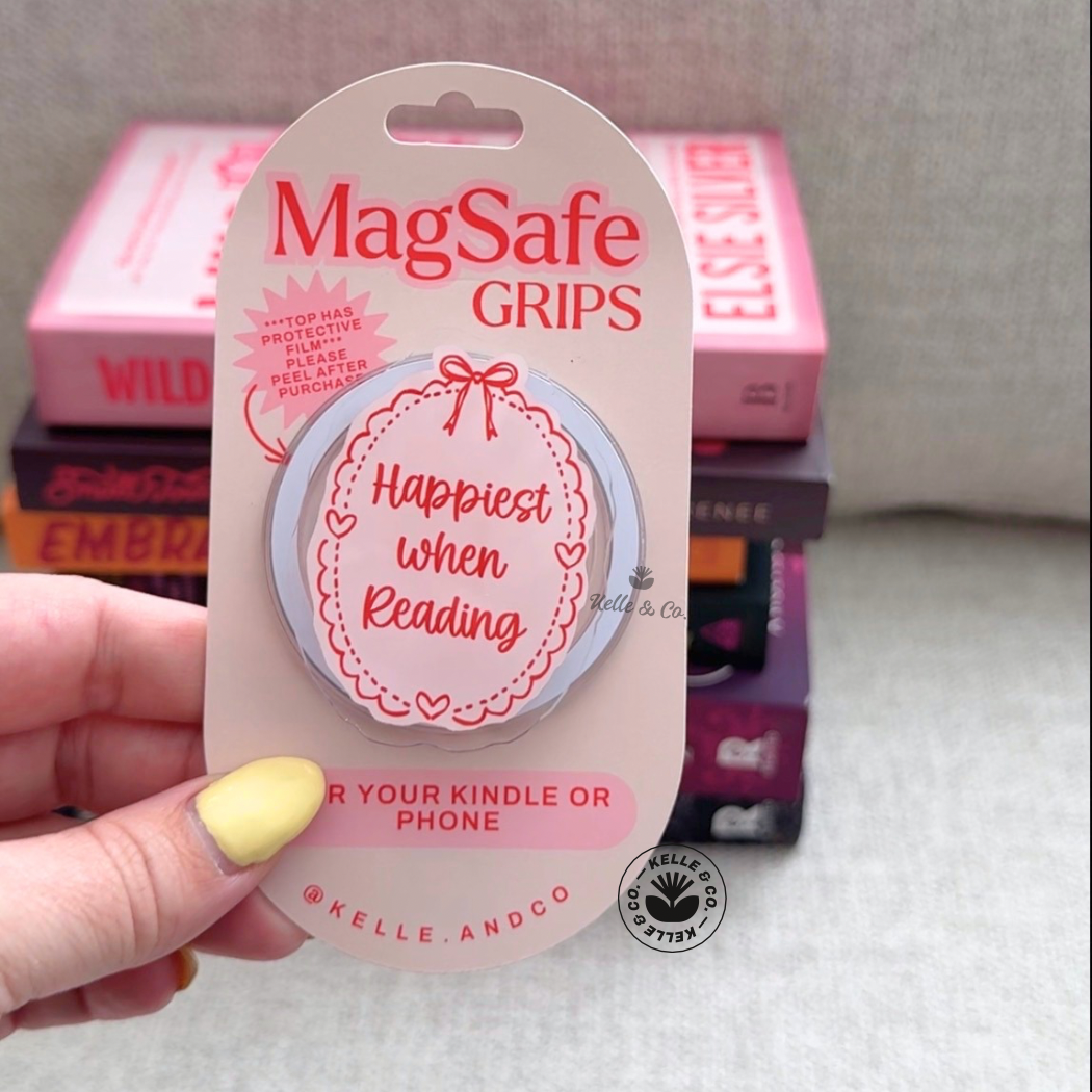 Happy reading kindle grip, MagSafe, book club gift, ereader