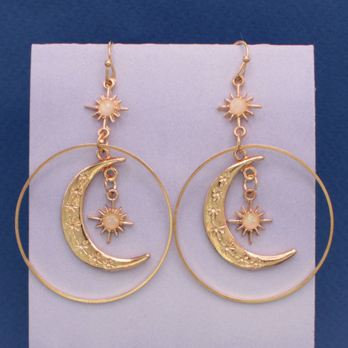Celestial Dreams Moon Sun Gold Earrings