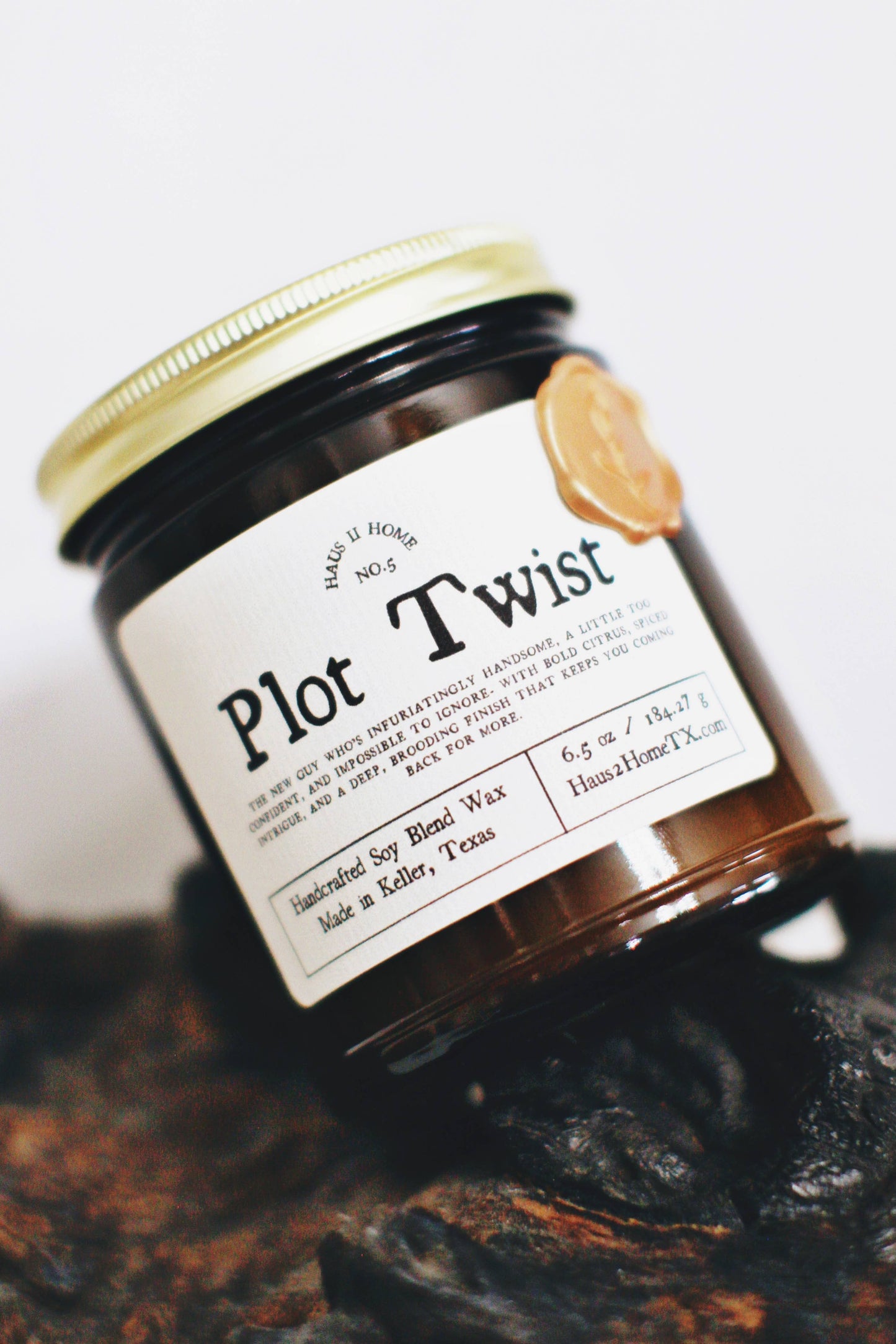 Hand-Poured Candle - Plot Twist - 6.5 oz Amber Jar: 9 oz Amber Jar