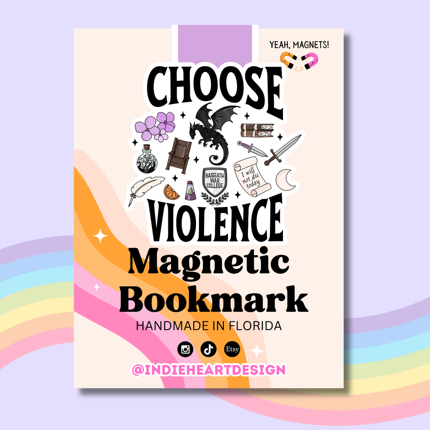 Fantasy Reader Choose Violence Magnetic Bookmark 