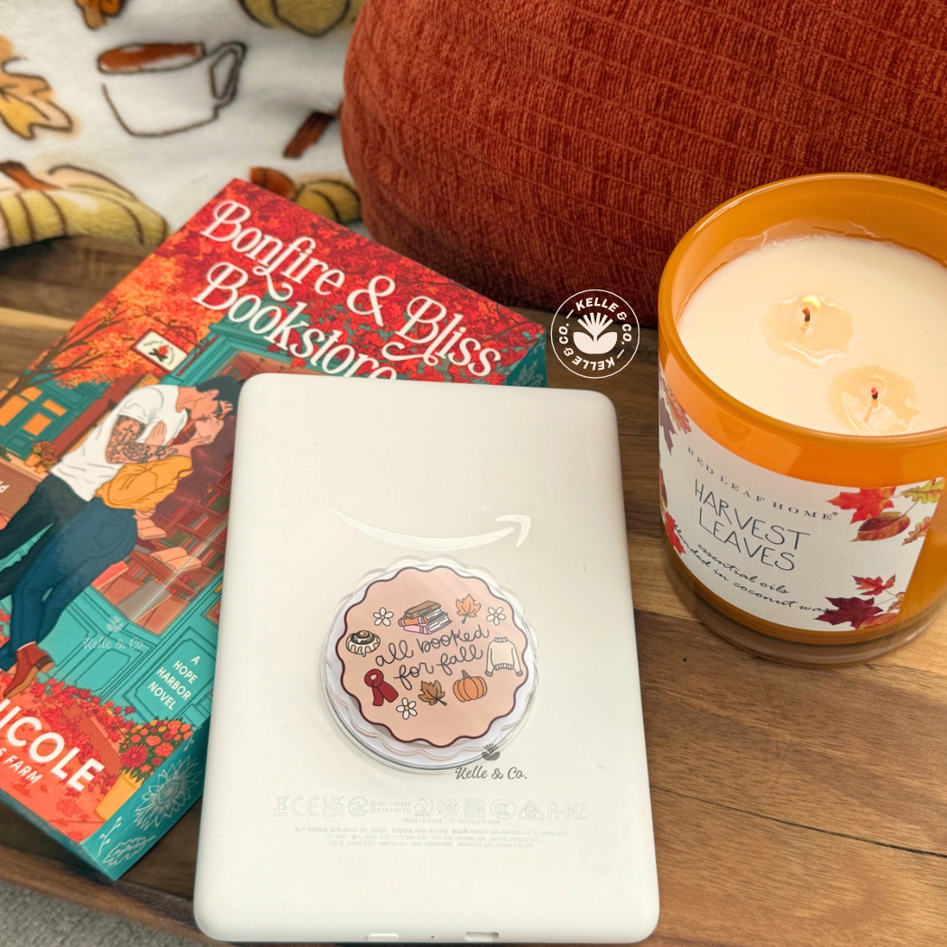Kindle grip, all booked for fall, fall reading gift, bookish