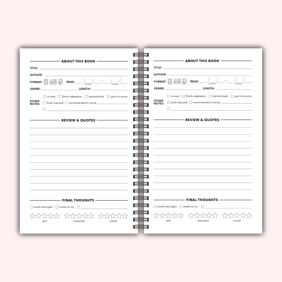 Sorry, I'm Booked Reading Log Journal | Book Review Tracker