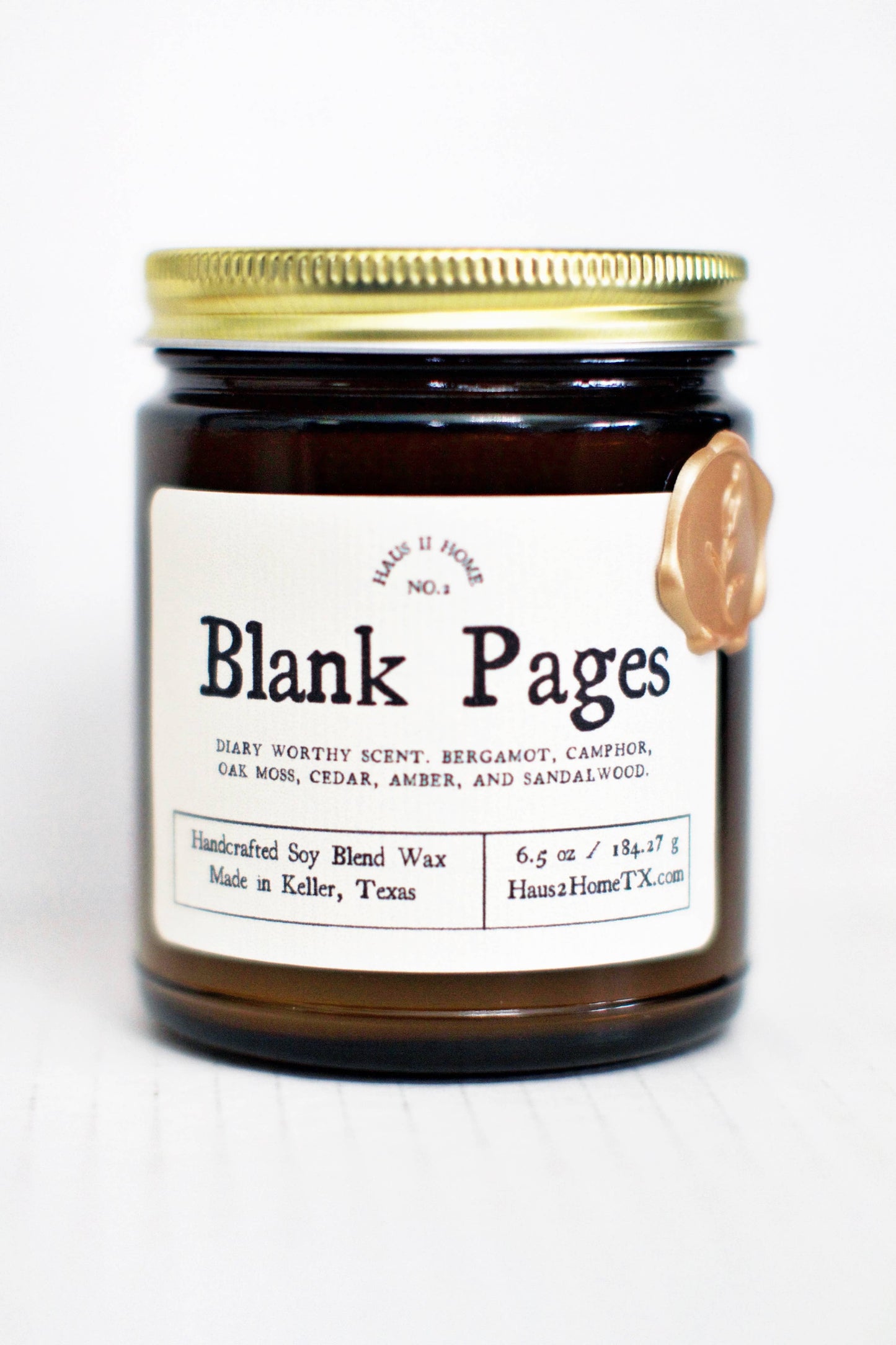Hand-Poured Candle - Blank Pages - 6.5 oz Amber Jar: 9 oz Amber Jars