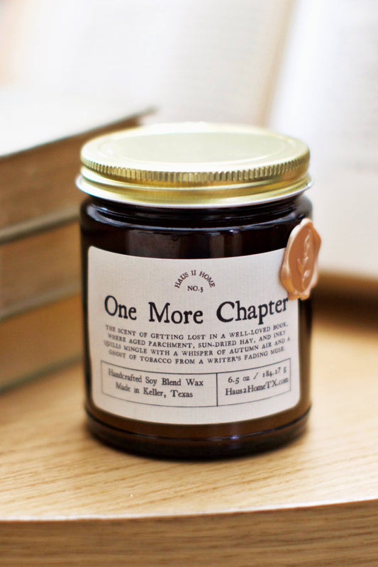 Hand-Poured Candle - One More Chapter - 6.5 oz Amber Jar: 9 Oz Amber Jar
