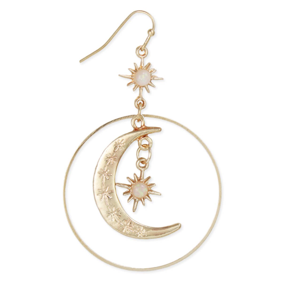Celestial Dreams Moon Sun Gold Earrings