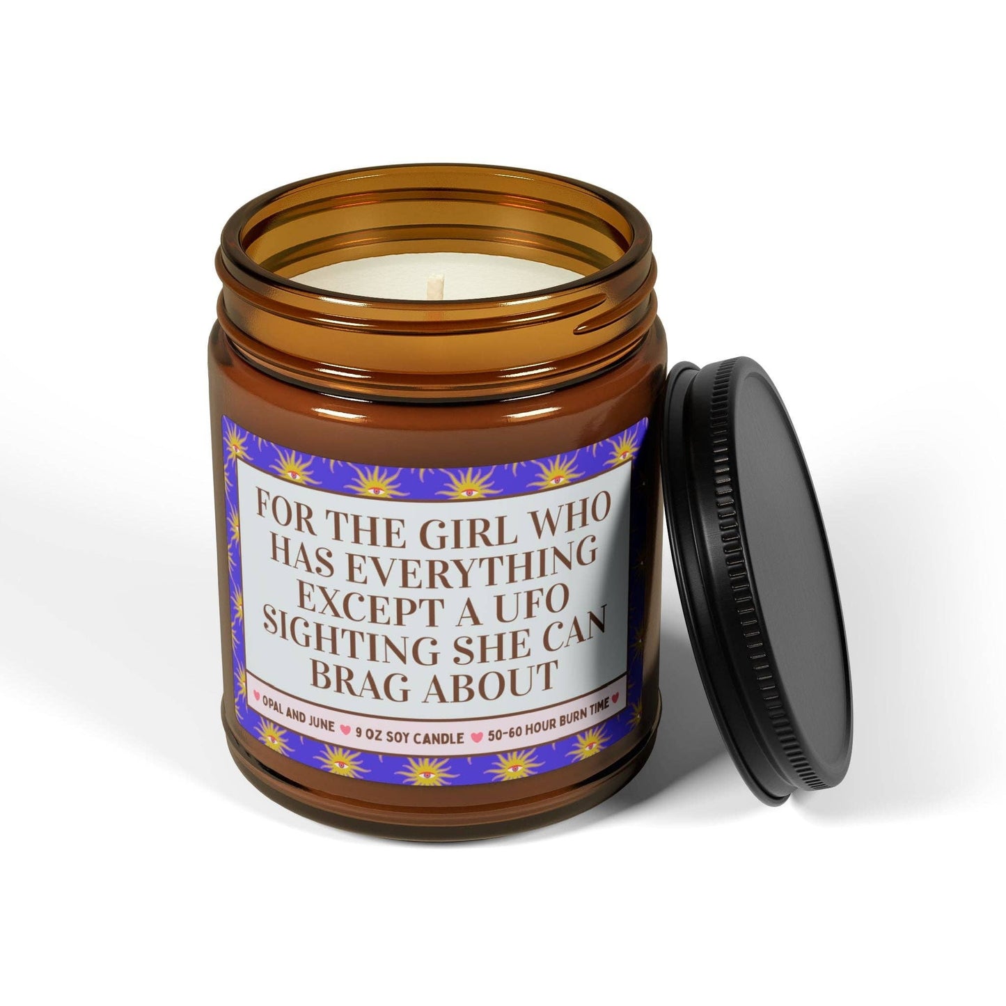 For the Girl Who Has Everything Except a UFO Sighting Candle: Amber / White Sage and Lavender / 9oz