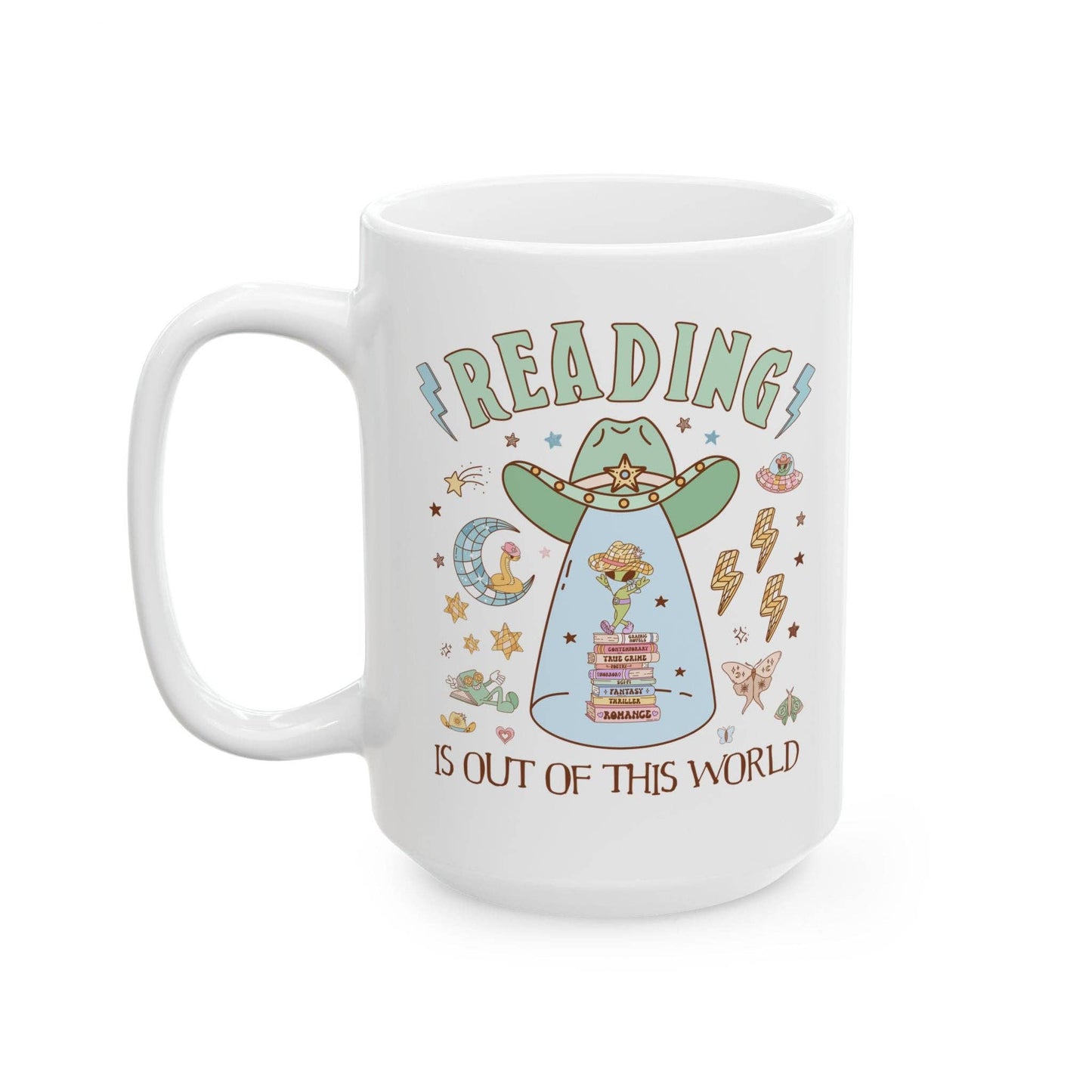 Reading is Out of This World: Funny Bookish Alien Mug: 15oz