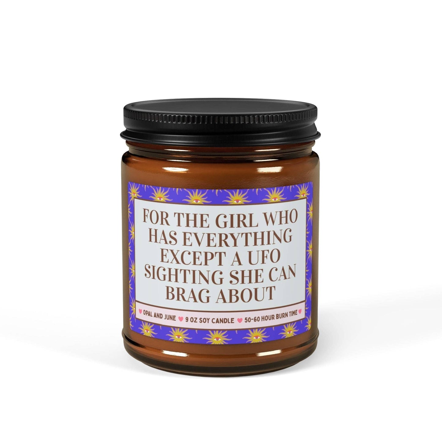 For the Girl Who Has Everything Except a UFO Sighting Candle: Amber / White Sage and Lavender / 9oz
