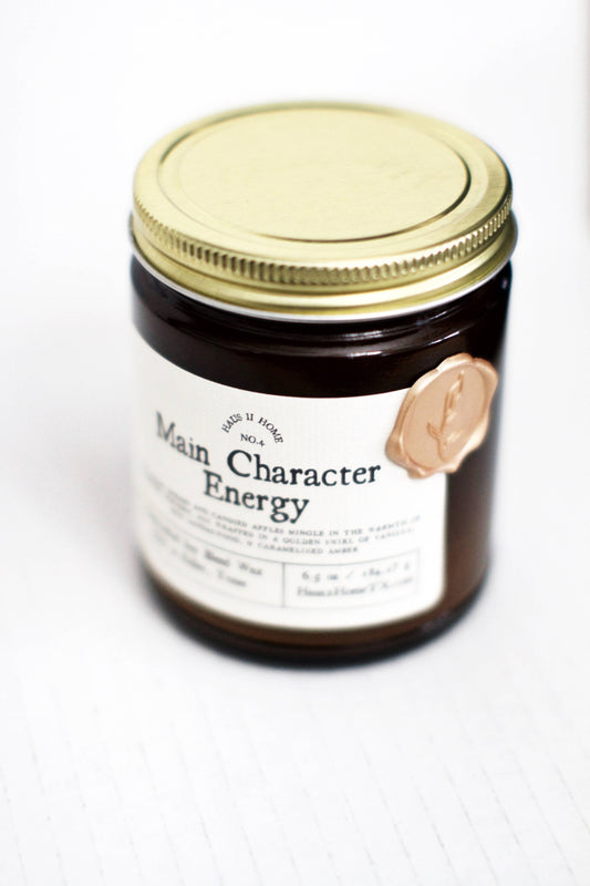 Hand-Poured Candle - Main Character - 6.5 oz Amber Jar: 9 oz Amber Jar