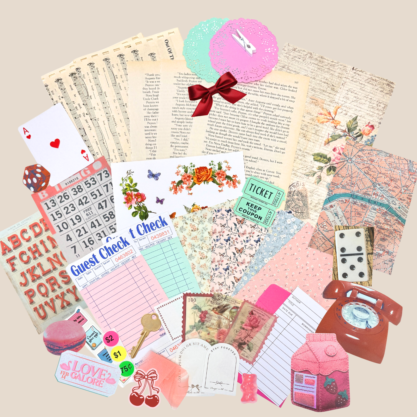 Junk Journal Scrap Pack | Coquette Ephemera