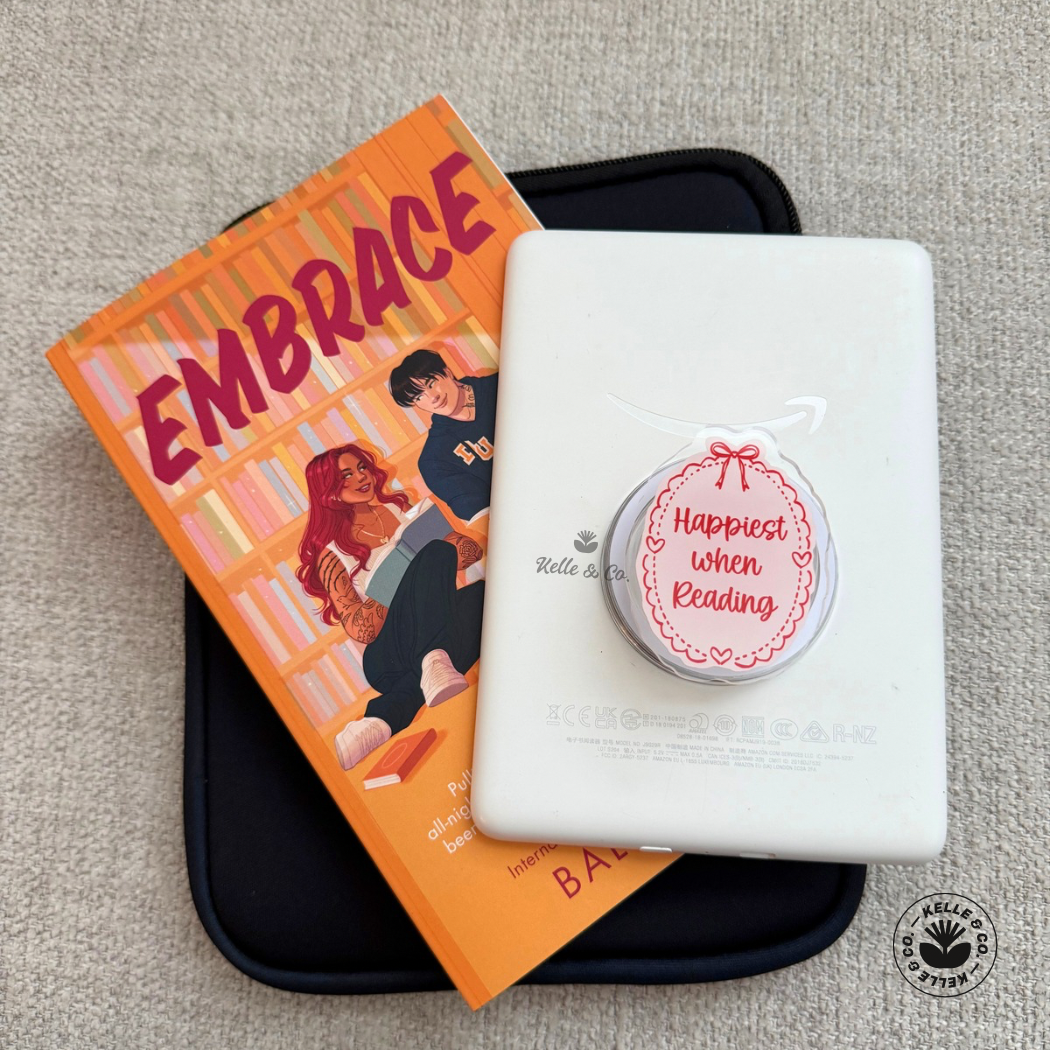 Happy reading kindle grip, MagSafe, book club gift, ereader