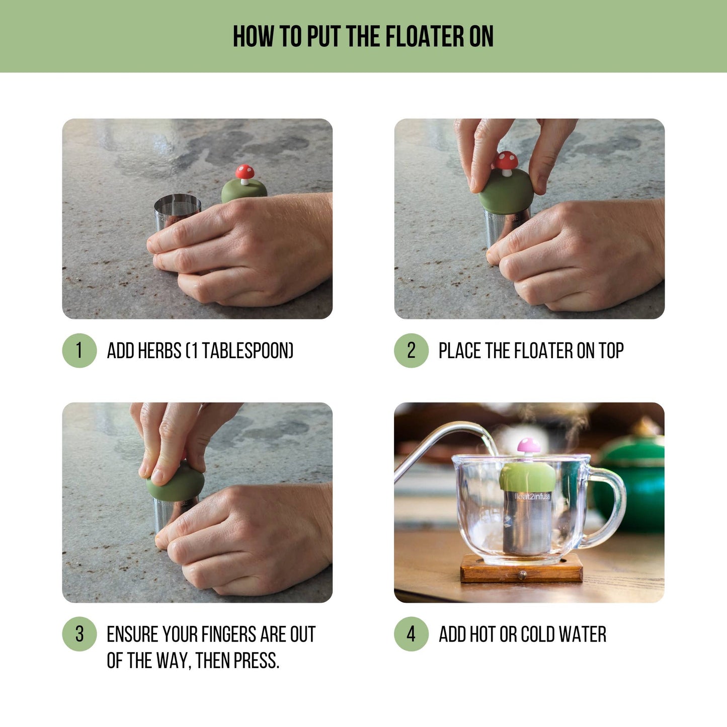 Plant Bookshelf | Floating Tea Infuser | Green Base | Brown