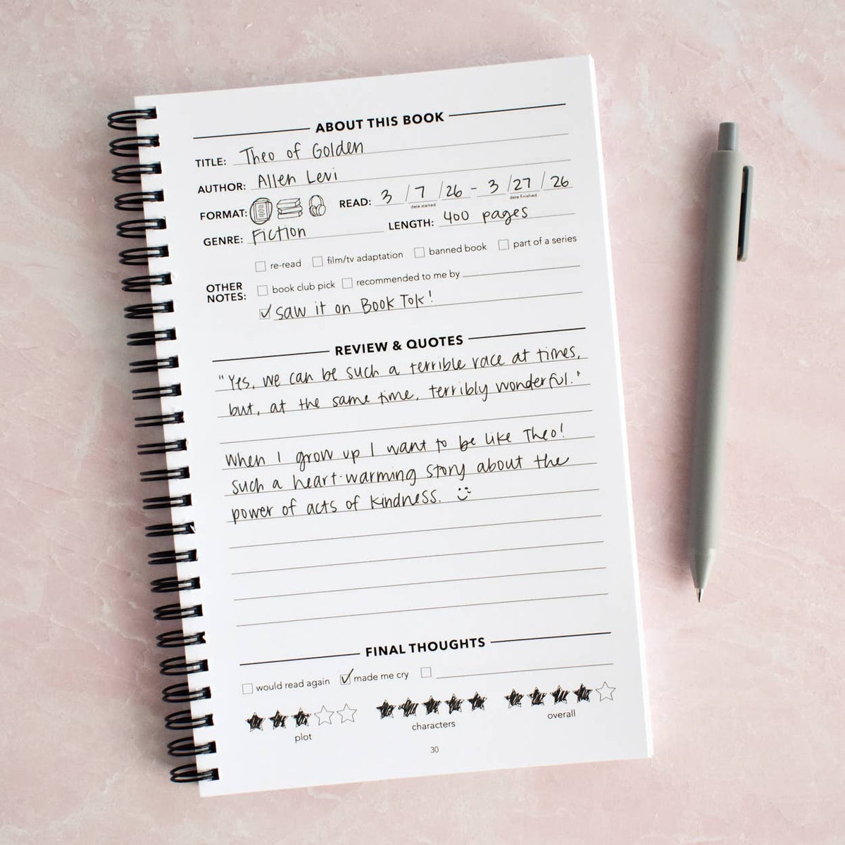 Sorry, I'm Booked Reading Log Journal | Book Review Tracker