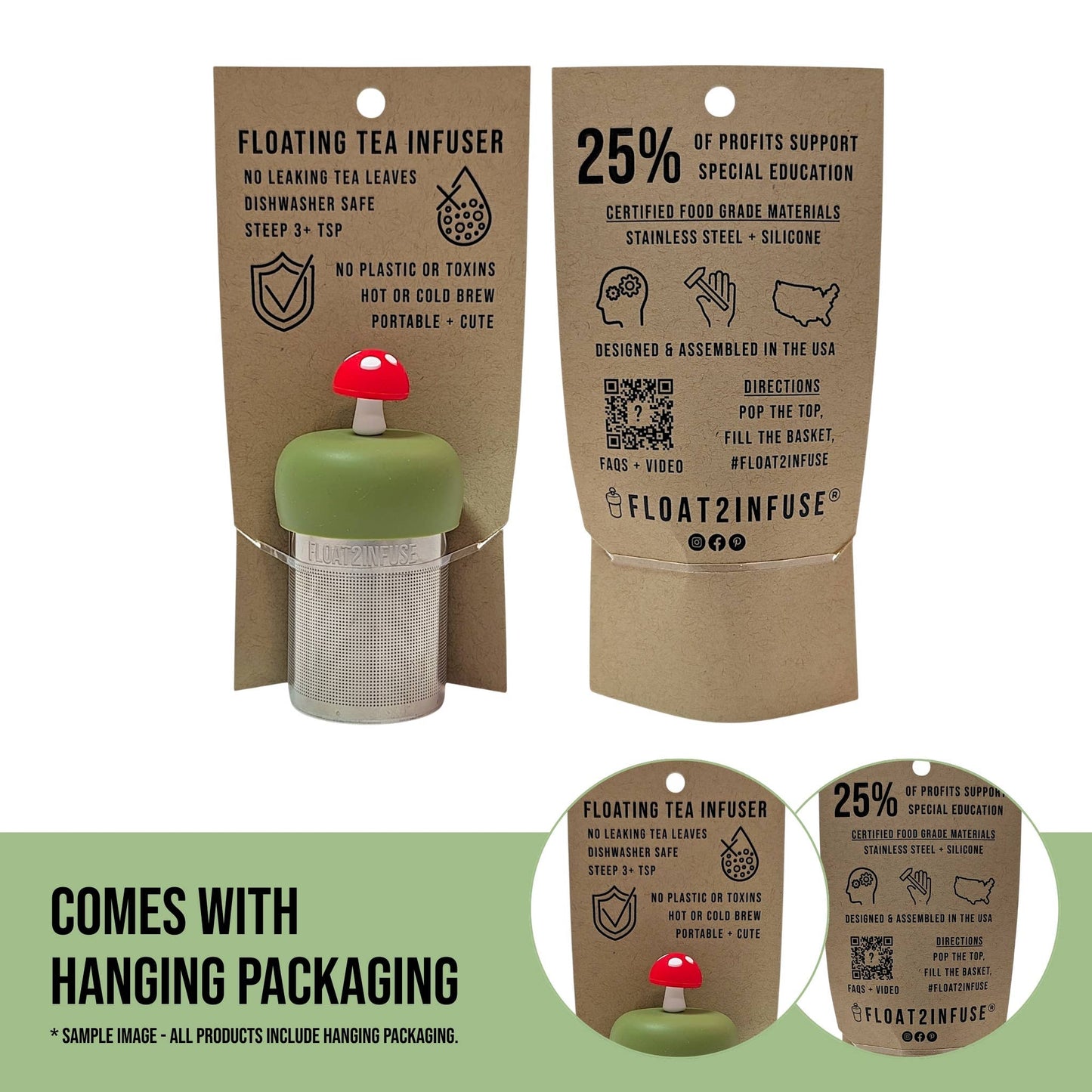 Brown Book | Floating Tea Infuser | Green Base | White Heart