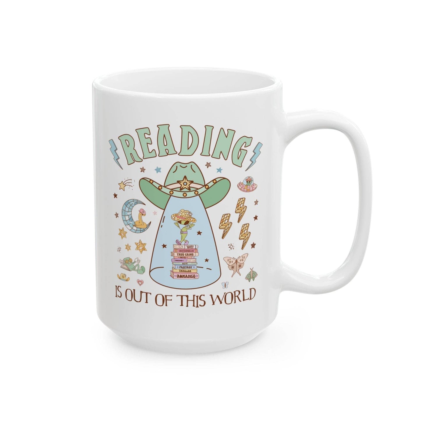 Reading is Out of This World: Funny Bookish Alien Mug: 15oz